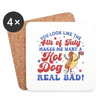 You Look Like 4th Of July Makes Me Want A Hot Dog - Dessous de verre (lot de 4) - blanc - Devant