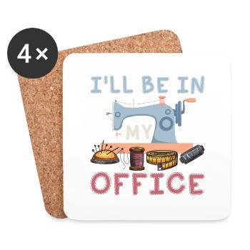 I'll Be In My Office Crafting Sewing Maschine - Untersetzer (4er-Set) - Weiß - Vorne