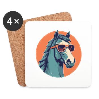 Pferd, Ross, Pferd, Streitross, Pony - Untersetzer (4er-Set) - Weiß - Vorne