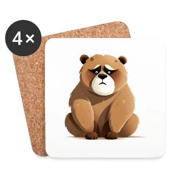 Bibi l'ours grognon - Dessous de verre (lot de 4) - blanc - Devant