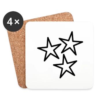 ETOILE. ETOILES. STAR. FÊTE. ANNIVERSAIRE. NOËL - Dessous de verre (lot de 4) - blanc - Devant