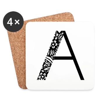 Buchstabe A - Untersetzer (4er-Set) - Weiß - Vorne