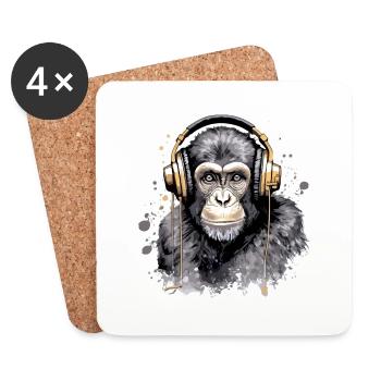 Kili the audiophile monkey - Coasters (set of 4) - white - Front