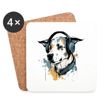 Jay, der audiophile Hund - Untersetzer (4er-Set) - Weiß - Vorne