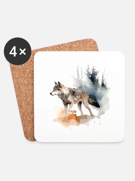 Wolf Wolfskopf Kratzspuren Krallen Wild Wald Jäger - Untersetzer (4er-Set) - Weiß