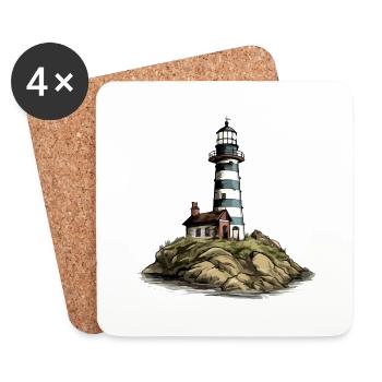 Bretonischer Leuchtturm Nr. 5 - Untersetzer (4er-Set) - Weiß - Vorne
