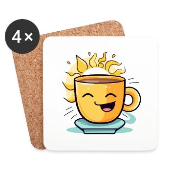 Cheerful coffee - Coasters (set of 4) - white - Front