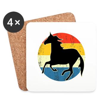 Vintage Retro Pferd Sonnenuntergang für Pferdeliebhaber - Untersetzer (4er-Set) - Weiß - Vorne