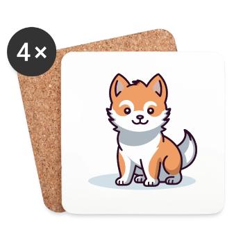 Shiba Inu - Dessous de verre (lot de 4) - blanc - Devant