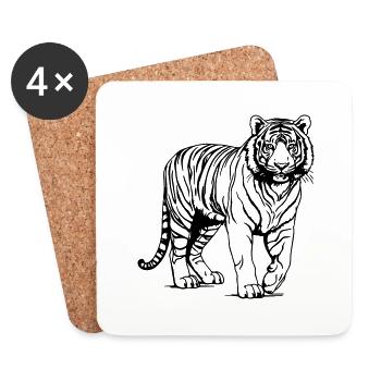 tigre - Dessous de verre (lot de 4) - blanc - Devant