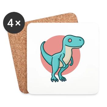 Hugadino velocirap rouge, dino, mignon dinosaure - Dessous de verre (lot de 4) - blanc - Devant