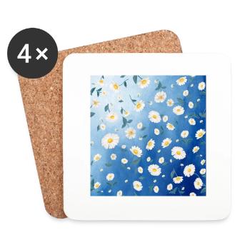 Vintage Kamille Blume Vintage Chamomile Flower - Coasters (set of 4) - white - Front