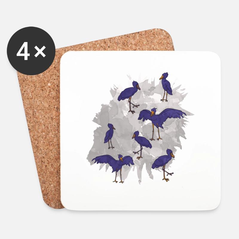 Schuhschnabel Vogel Ornithologe Wald I Geschenk - Untersetzer (4er-Set) - Weiß