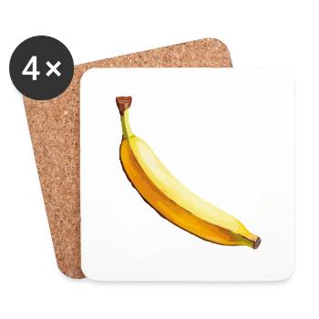 banane - Dessous de verre (lot de 4) - blanc - Devant