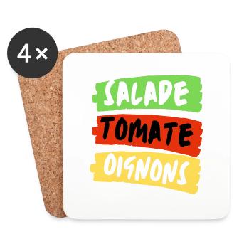 Salade tomate oignon - Dessous de verre (lot de 4) - blanc - Devant