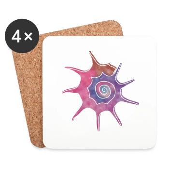 « Bolma », design de ligne boho, série « Shells » - Dessous de verre (lot de 4) - blanc - Devant