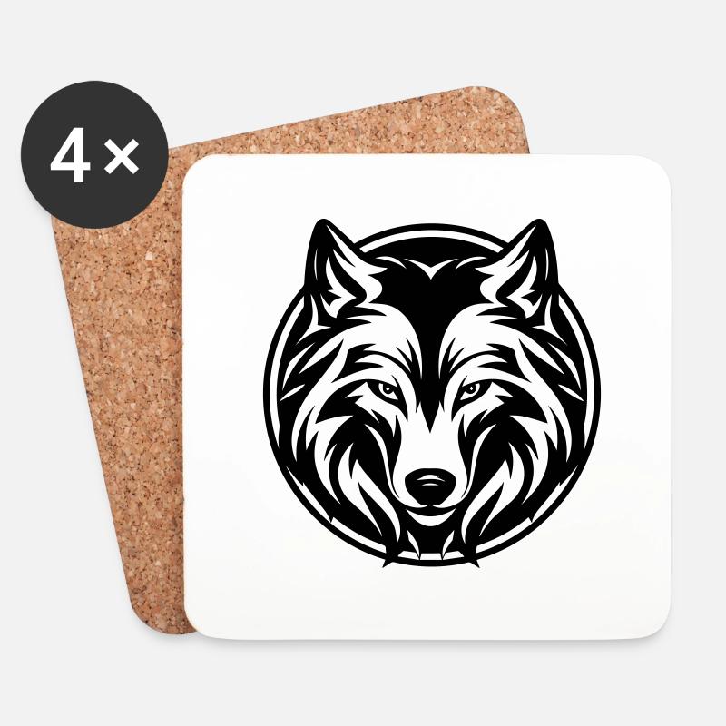 Wolf - Untersetzer (4er-Set) - Weiß