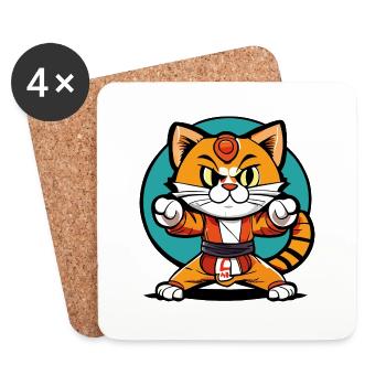 Ninja Katze Karate Kitty - Untersetzer (4er-Set) - Weiß - Vorne