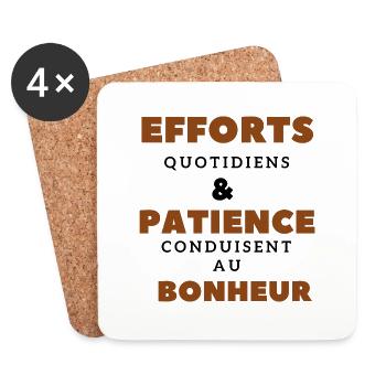 effort + patience = bonheur - Dessous de verre (lot de 4) - blanc - Devant