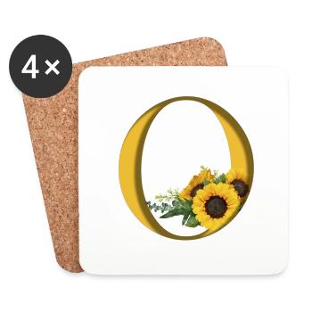 Alphabet, Buchstabe O, Blumen - Untersetzer (4er-Set) - Weiß - Vorne