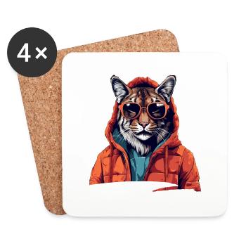 Style de rue lynx | Amoureux du lynx - Dessous de verre (lot de 4) - blanc - Devant