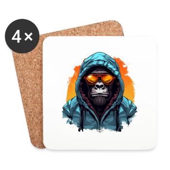 Streetstyle-Berggorilla | Gorilla-Liebhaber - Untersetzer (4er-Set) - Weiß - Vorne
