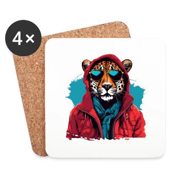 Street style cheetah | Cheetah lovers - Coasters (set of 4) - white - Front