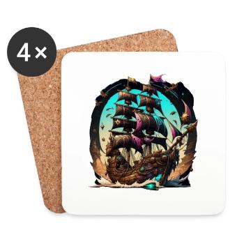 Pirate ship - Coasters (set of 4) - white - Front