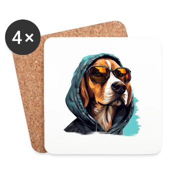 Streetwear Sniffer: Beagle Style | Dog lovers - Coasters (set of 4) - white - Front