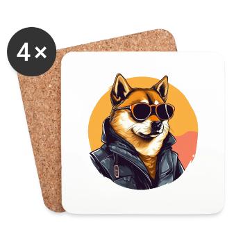 Shiba Hund | Streetwear-Grafik - Untersetzer (4er-Set) - Weiß - Vorne