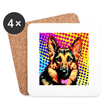 German Shepherd pop art - Coasters (set of 4) - white - Front