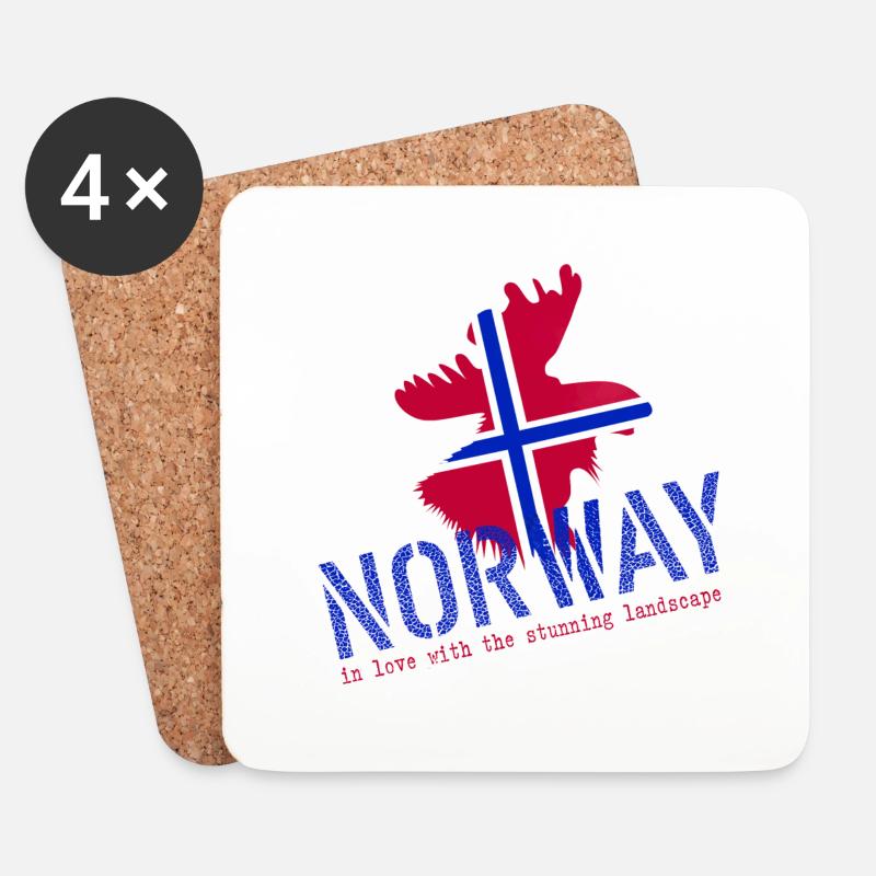 Norwegen Norge Elch - Untersetzer (4er-Set) - Weiß