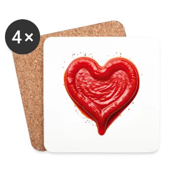 J’aime ... Ketchup - Dessous de verre (lot de 4) - blanc - Devant