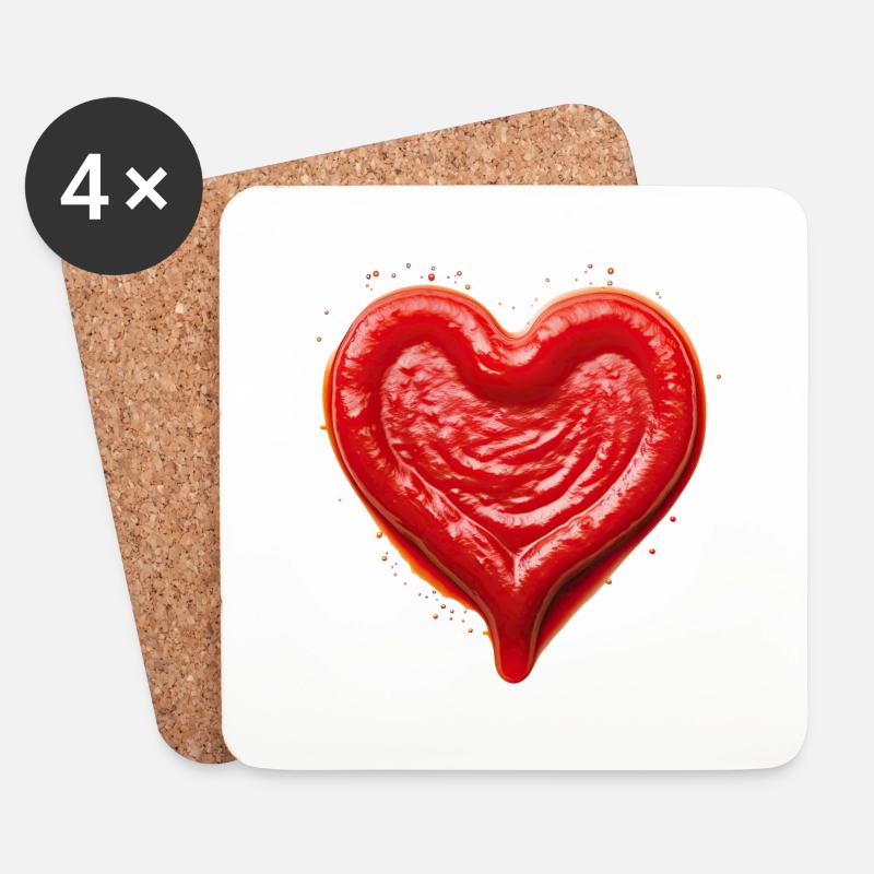I love ... Ketchup - Untersetzer (4er-Set) - Weiß