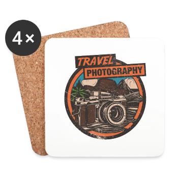 Travel Photography - retro - Abenteurer -Kamera - Untersetzer (4er-Set) - Weiß - Vorne
