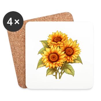 Sonnenblumen - Untersetzer (4er-Set) - Weiß - Vorne