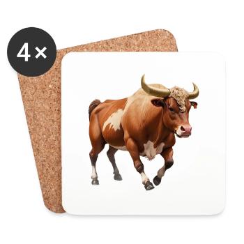 Stier - Untersetzer (4er-Set) - Weiß - Vorne