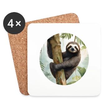 Happy Sloth - Coasters (set of 4) - white - Front