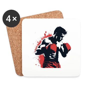 Le boxer en rouge - Dessous de verre (lot de 4) - blanc - Devant