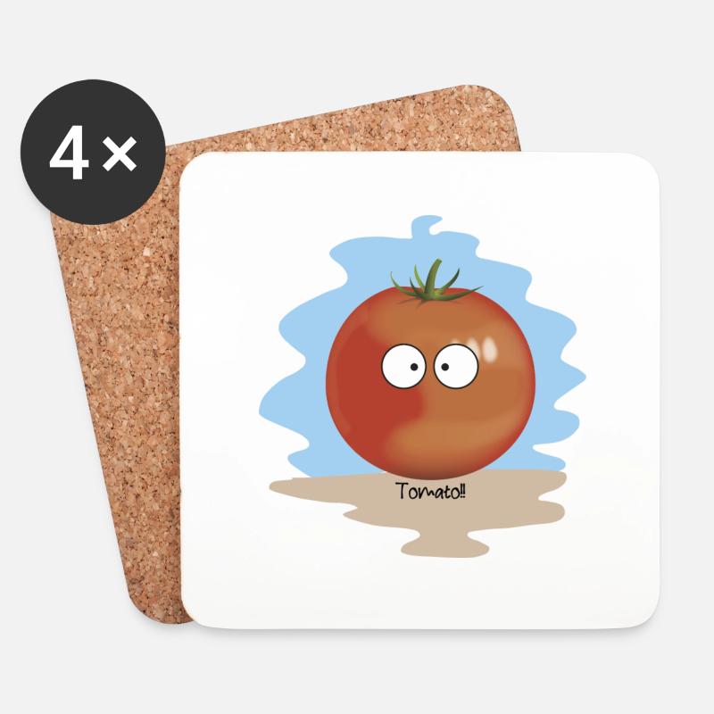 Tomate - Untersetzer (4er-Set) - Weiß