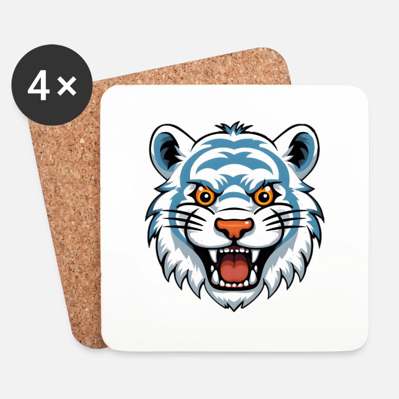 Winter Majesty: White Tiger Edition - Untersetzer (4er-Set) - Weiß