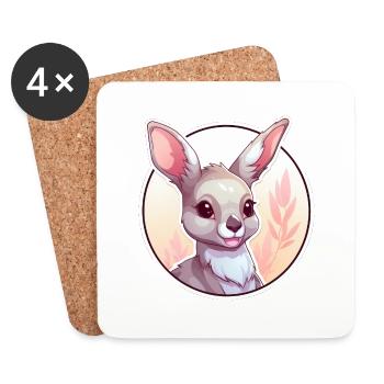 Kangaroo - Coasters (set of 4) - white - Front