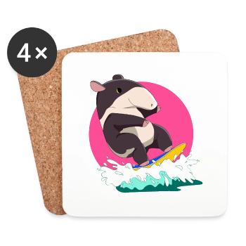 Surfing Surf Tapir Loco Animal Squad - Untersetzer (4er-Set) - Weiß - Vorne