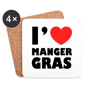 Cuisine humour manger - Dessous de verre (lot de 4) - blanc - Devant