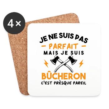 Je ne suis pas parfait mais je suis bûcheron - Dessous de verre (lot de 4) - blanc - Devant