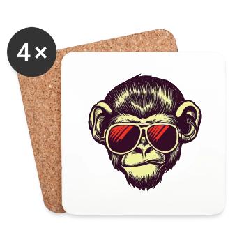 Chimpanzee with sunglasses - Coasters (set of 4) - white - Front