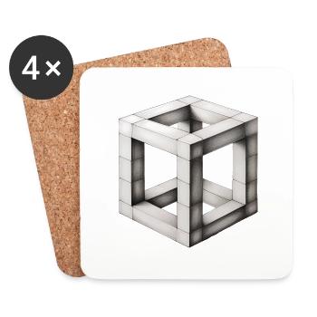 Wooden cubes - Coasters (set of 4) - white - Front