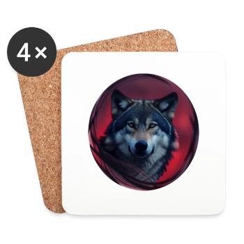loup - Dessous de verre (lot de 4) - blanc - Devant