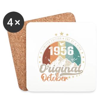 Octobre | les Légendes sont nés en Octobre 1956 - Dessous de verre (lot de 4) - blanc - Devant