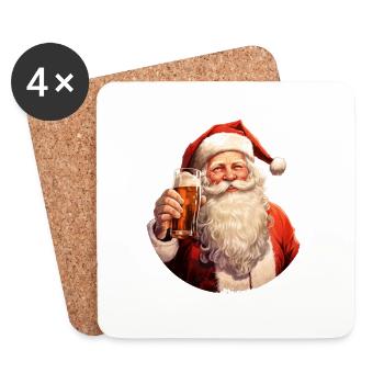 Santa Clause Is Crazy About Beer Illustration - Coasters (set of 4) - white - Front